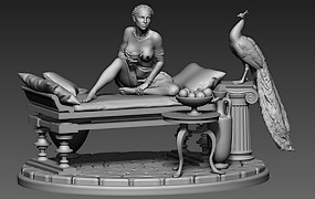 girl with a peacock - tartar miniatures