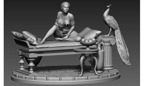 Girl with a peacock-75 mm