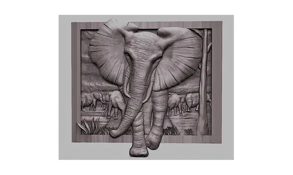 Eléphant (+cadre)-1/2rond