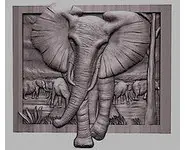 Eléphant (+cadre)-1/2rond