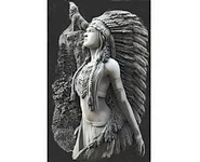 Amérindienne avec loup-1/2 rond