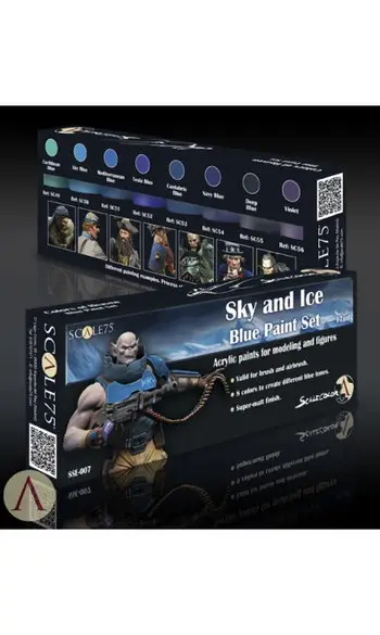 Sky and Ice Blue Paint Set - 8 flacons